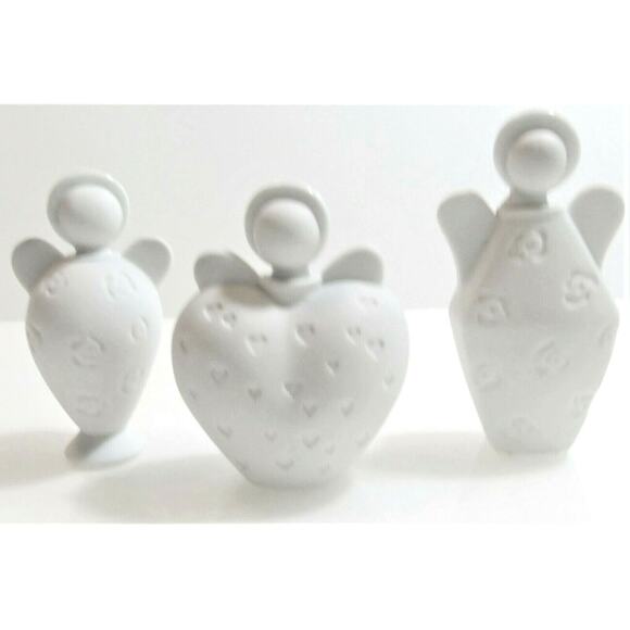 Set (3) Roman Inc ANGEL BOTTLES White Porcelain Figural Containers & Lids 6PC - Picture 8 of 8